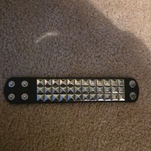 Black Studded Leather Bracelet
